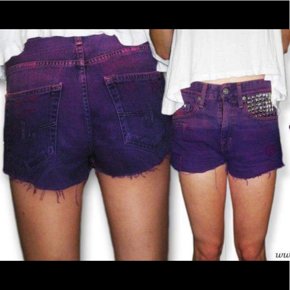 Handmade Ombré Studded Shorts